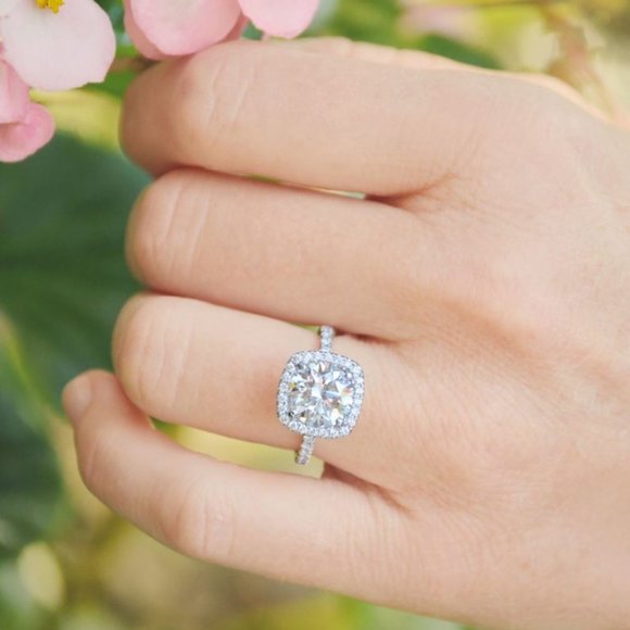 💍New Classic Pure 💅14K White Gold CZ Square Thin Beautiful Wedding Ring, K961 - Picture 5 of 9